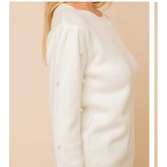 Saige by Hem & Thread Pearl Sweater - in Cream/Ivory - Picture 2 of 9